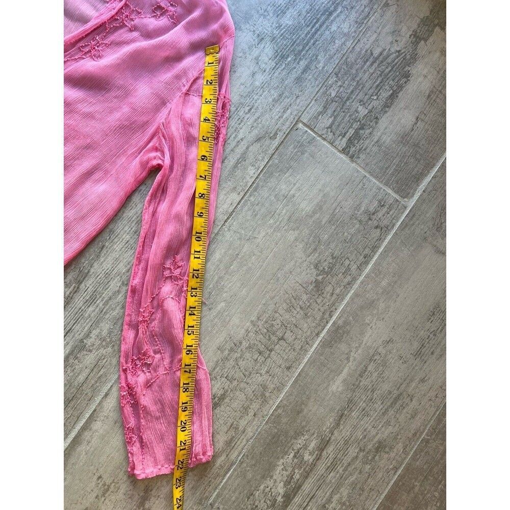 Eden Rock X PatBo St. Barths Beach Cover-up Silk Pink Beaded Sheer Dress Swim M - Picture 9 of 10